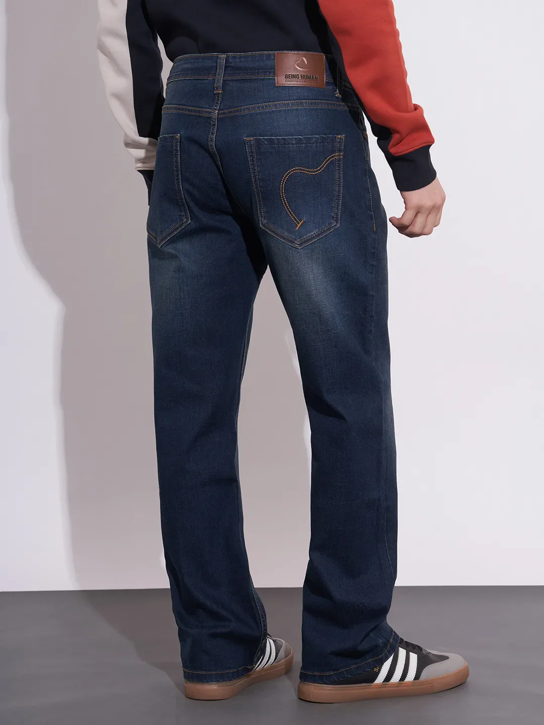 Dark Blue Boot Cut Fit Denims For Men By Being Human Clothing - Image 3