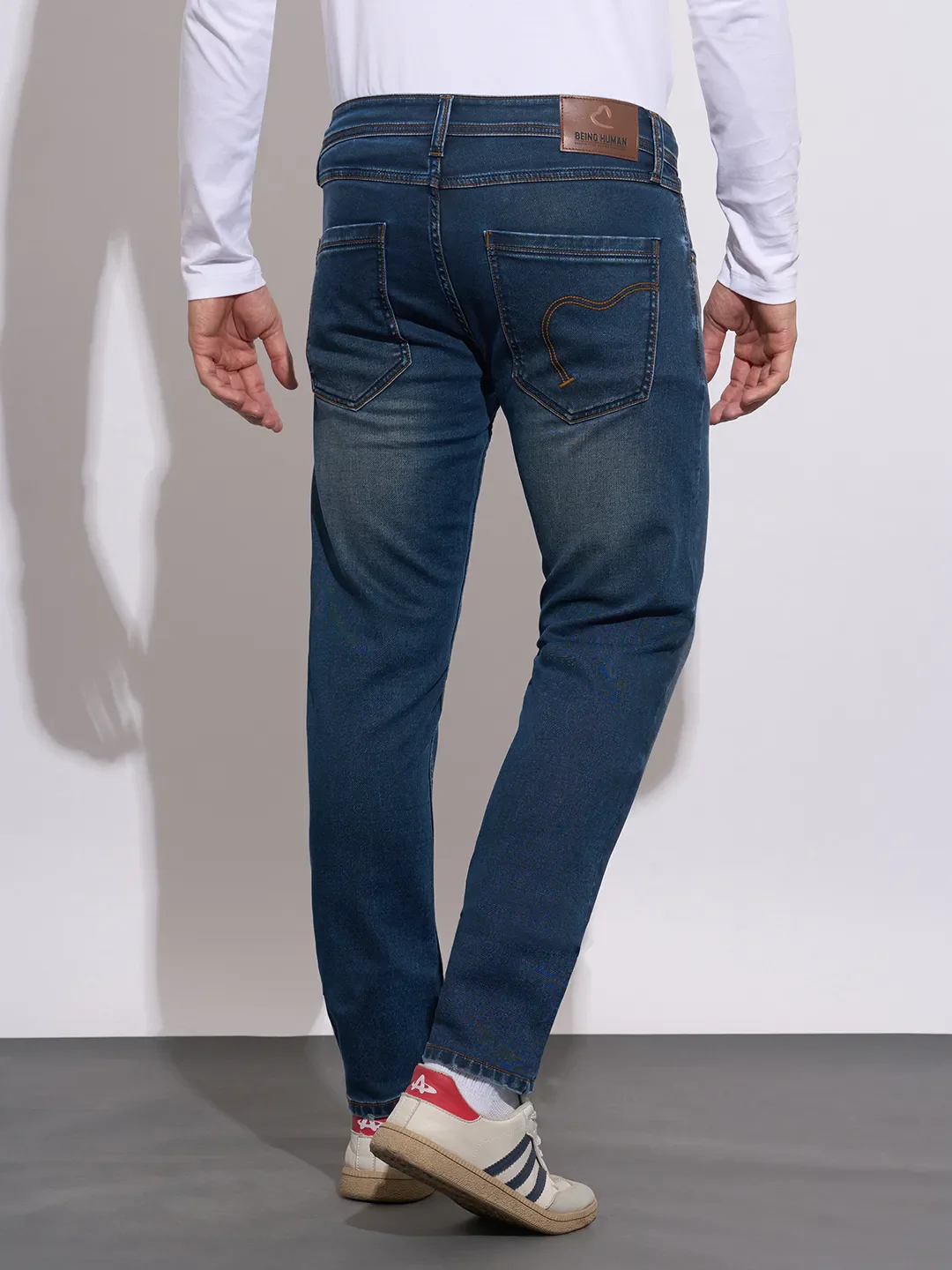 Dark Blue Slim Fit Denims For Men By Being Human Clothing - Image 3