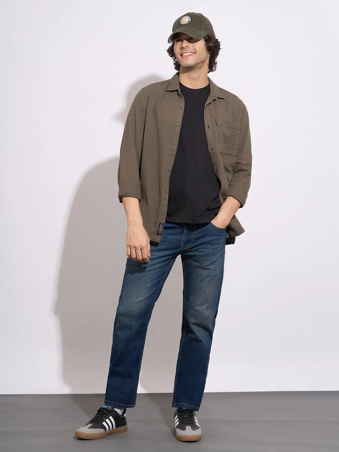 Dark Blue Straight Fit Denims For Men By Being Human Clothing - Image 4