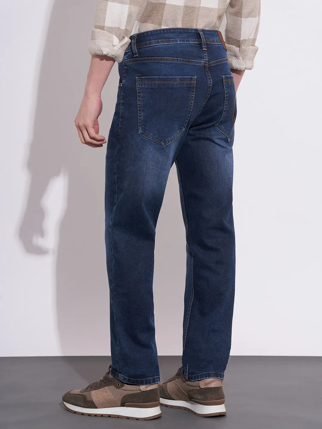 Dark Blue Straight Fit Denims For Men By Being Human Clothing - Image 3