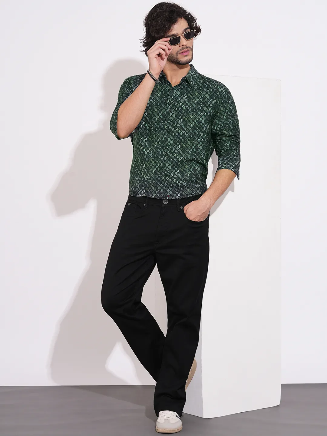 Black Moderno Fit Regular Collar Long Sleeves Viscose Blend Men's Shirt by Being Human Clothing - Image 4