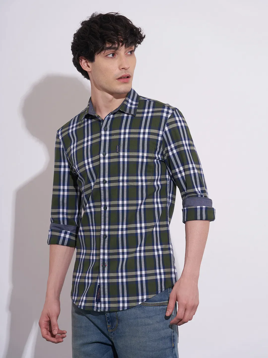 Green Moderno Fit Regular Collar Men's Shacket by Being Human Clothing - Image 2