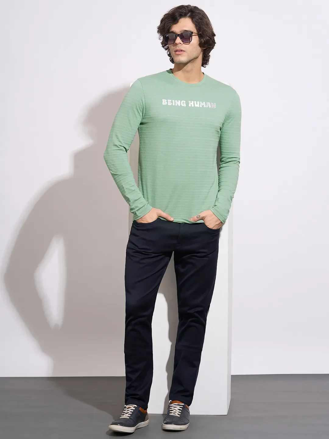 Green Moderno Fit Men's Long Sleeves T-Shirt by Being Human Clothing - Image 4