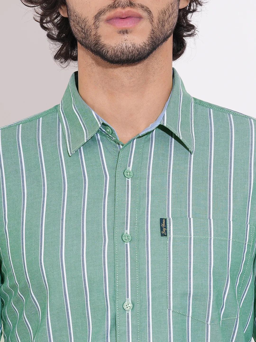 Green Regular Fit Regular Collar Men's Shirt by Being Human Clothing - Image 5