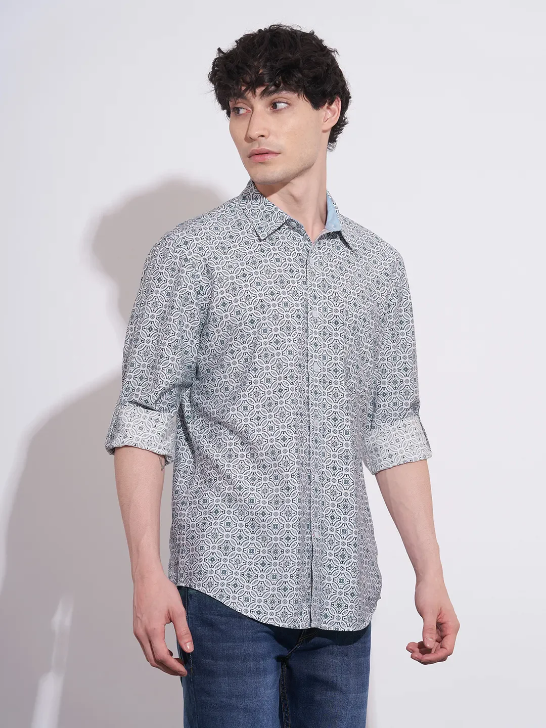 Grey Moderno Fit Regular Collar Men's Shirt by Being Human Clothing - Image 2