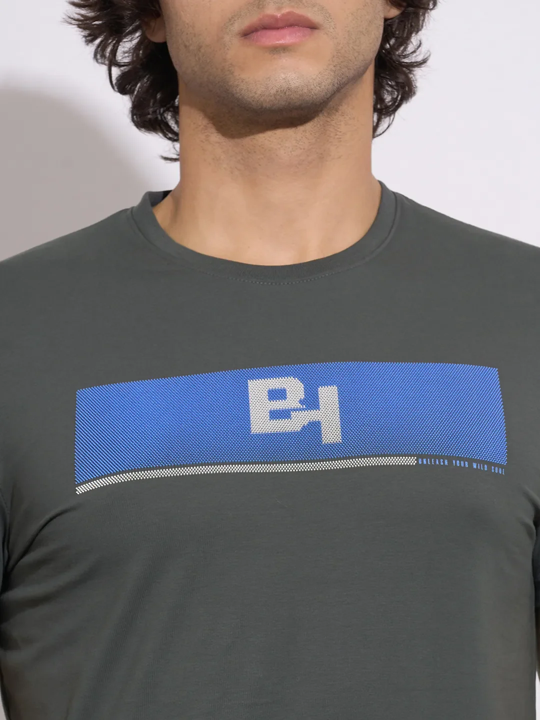 Grey Moderno Fit Round Neck Men's T-Shirt by Being Human Clothing - Image 5