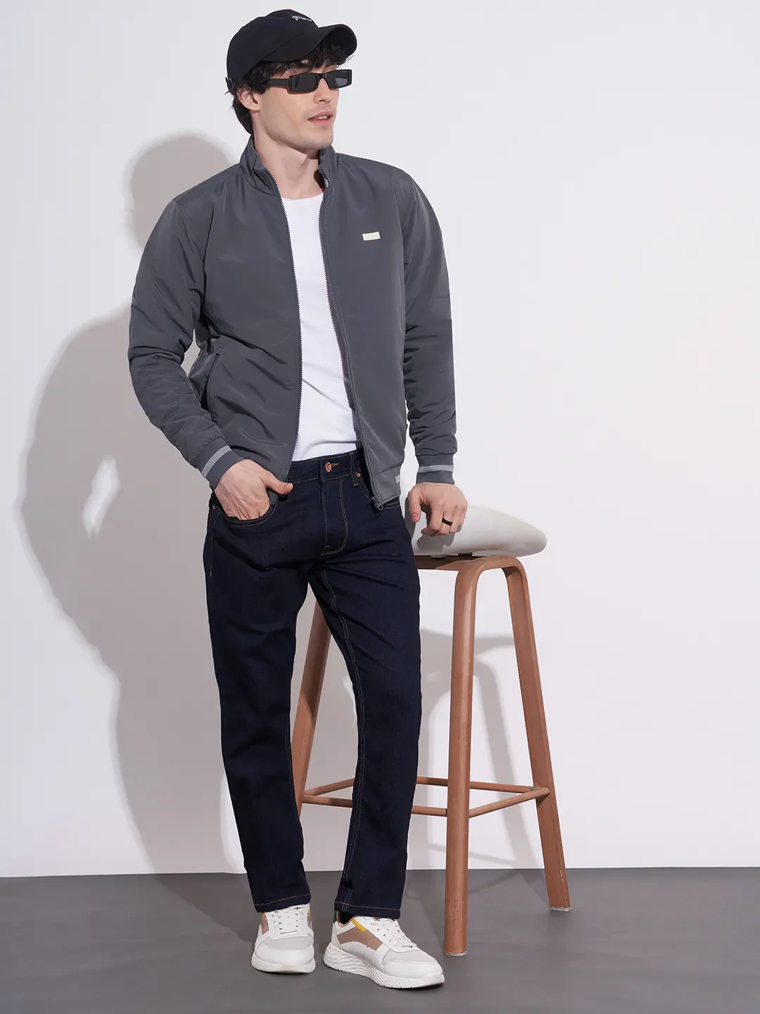 Grey Regular Fit Long Sleeves Polyester Men's Jacket by Being Human Clothing - Image 4