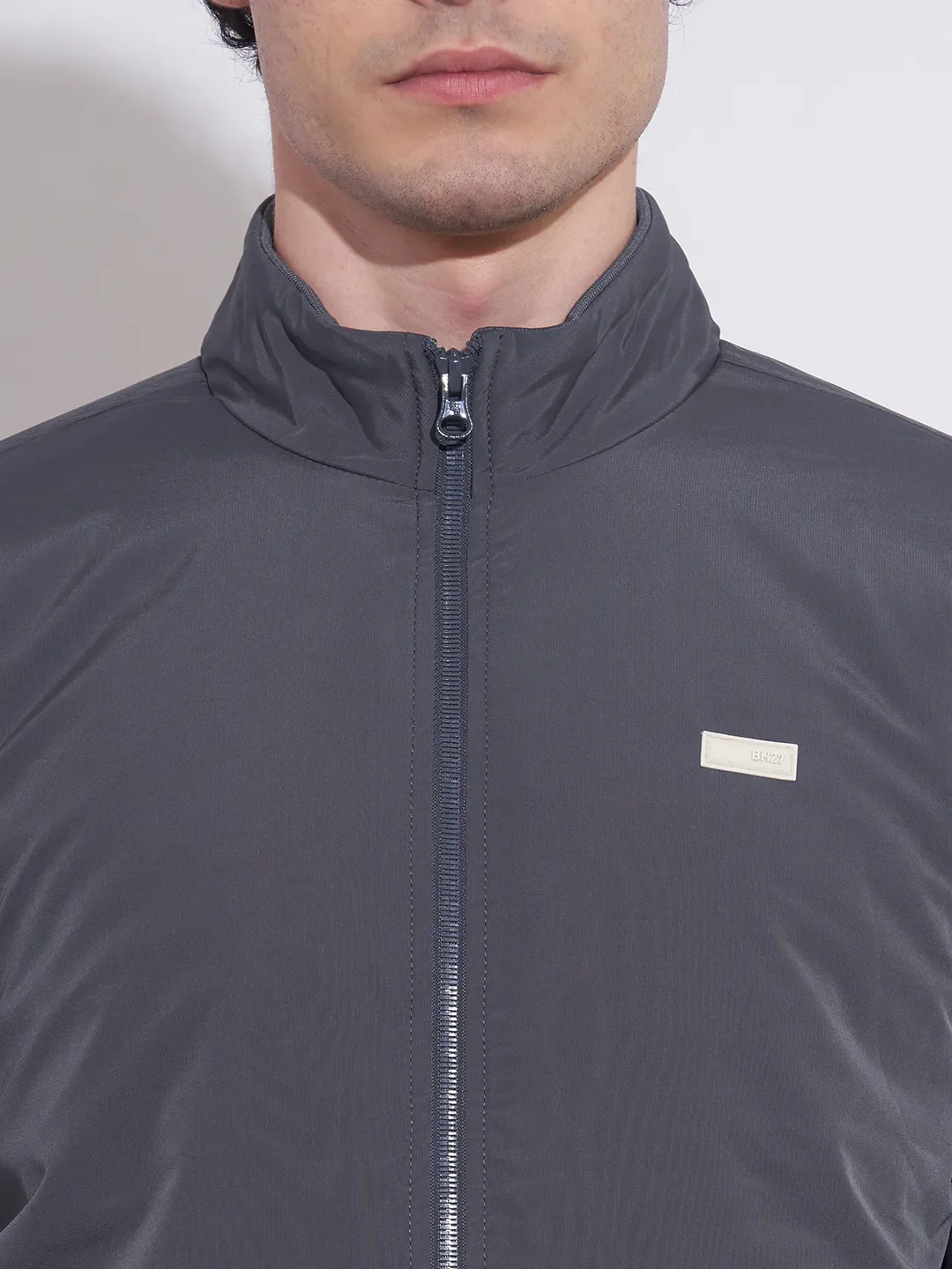 Grey Regular Fit Long Sleeves Polyester Men's Jacket by Being Human Clothing - Image 5