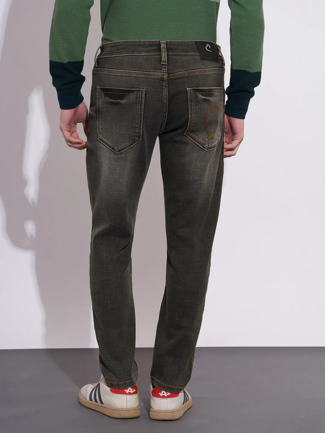 Grey Skinny Fit Cotton Blend Men's Denims by Being Human Clothing - Image 3