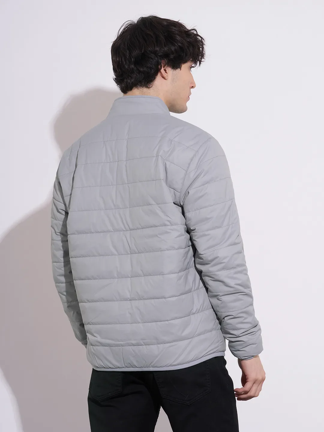 Grey Regular Fit Long Sleeves Polyester Men's Jacket by Being Human Clothing - Image 3