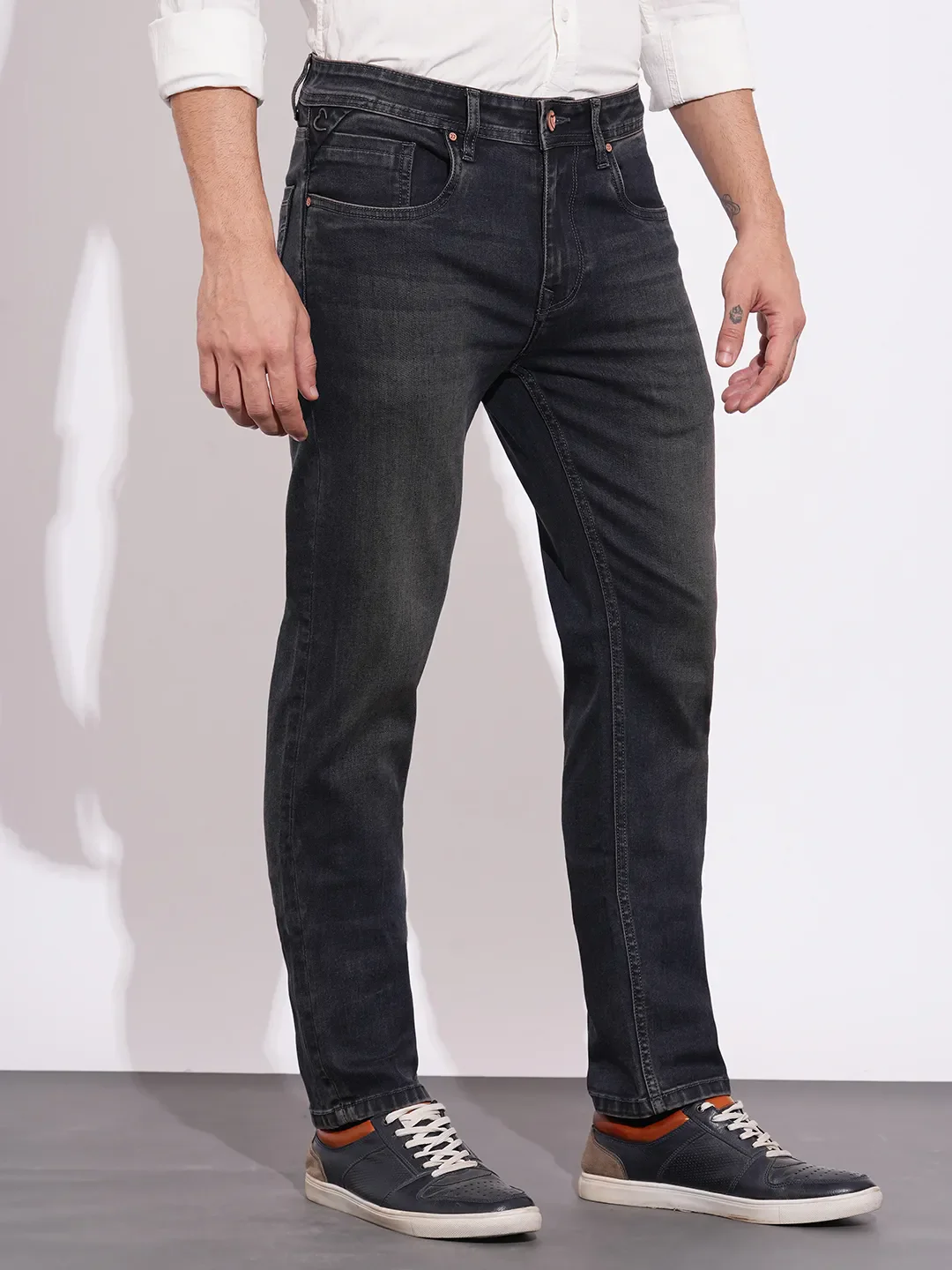Charcoal Straight Fit Denims For Men By Being Human Clothing - Image 2