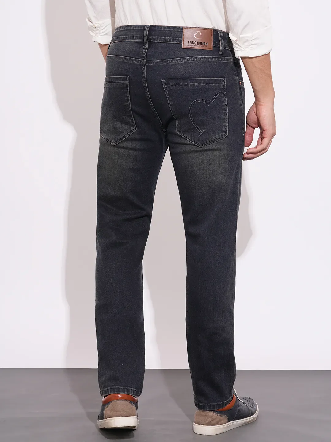Charcoal Straight Fit Denims For Men By Being Human Clothing - Image 3
