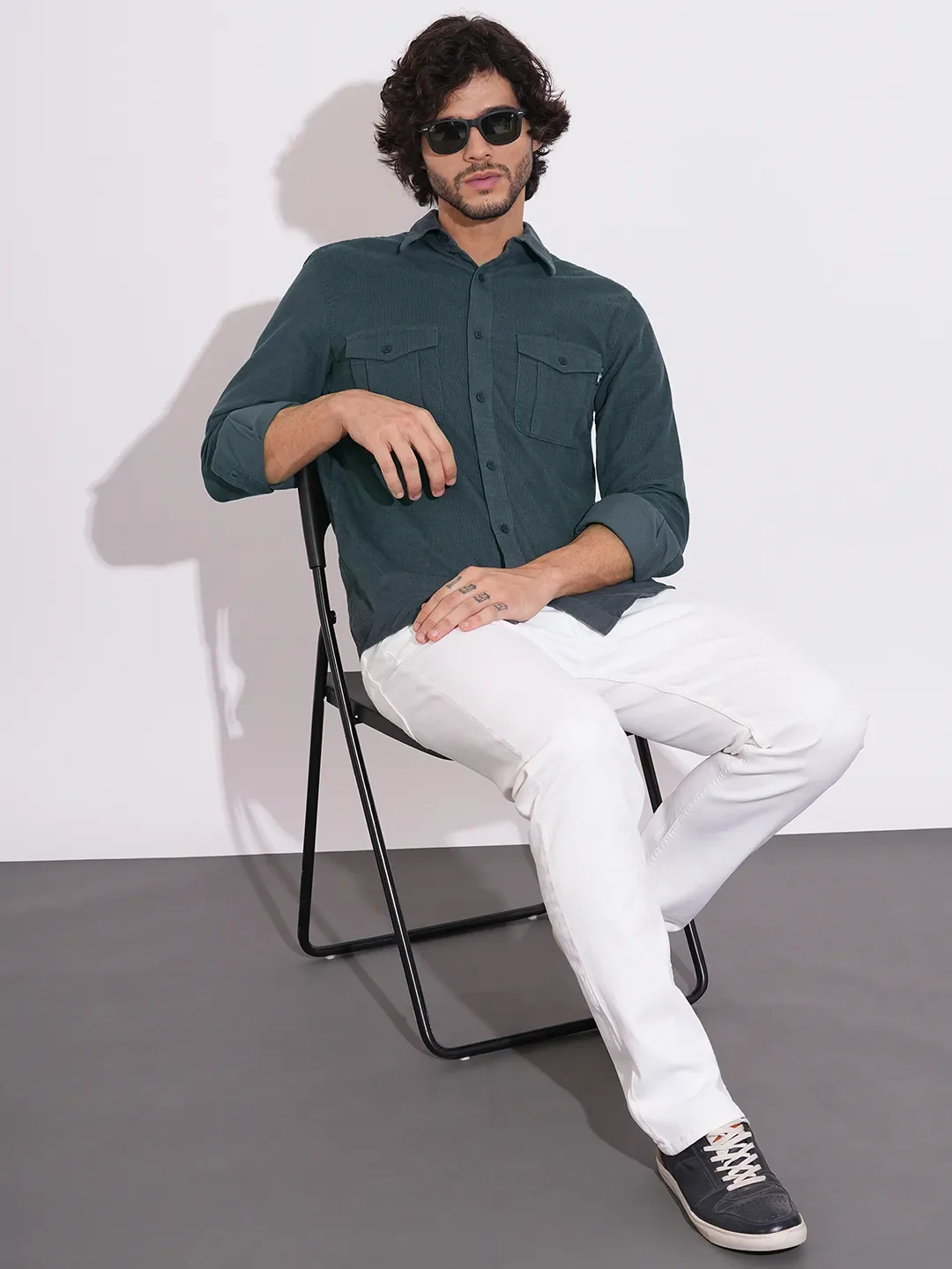 Grey Moderno Fit Regular Collar Long Sleeves Cotton Men's Shirt by Being Human Clothing - Image 4