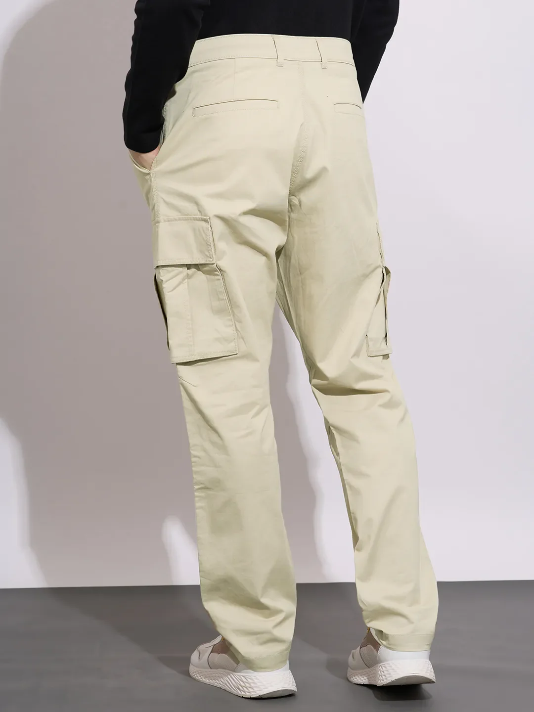 Khaki Regular Fit Cargos for Men By Being Human Clothing - Image 3