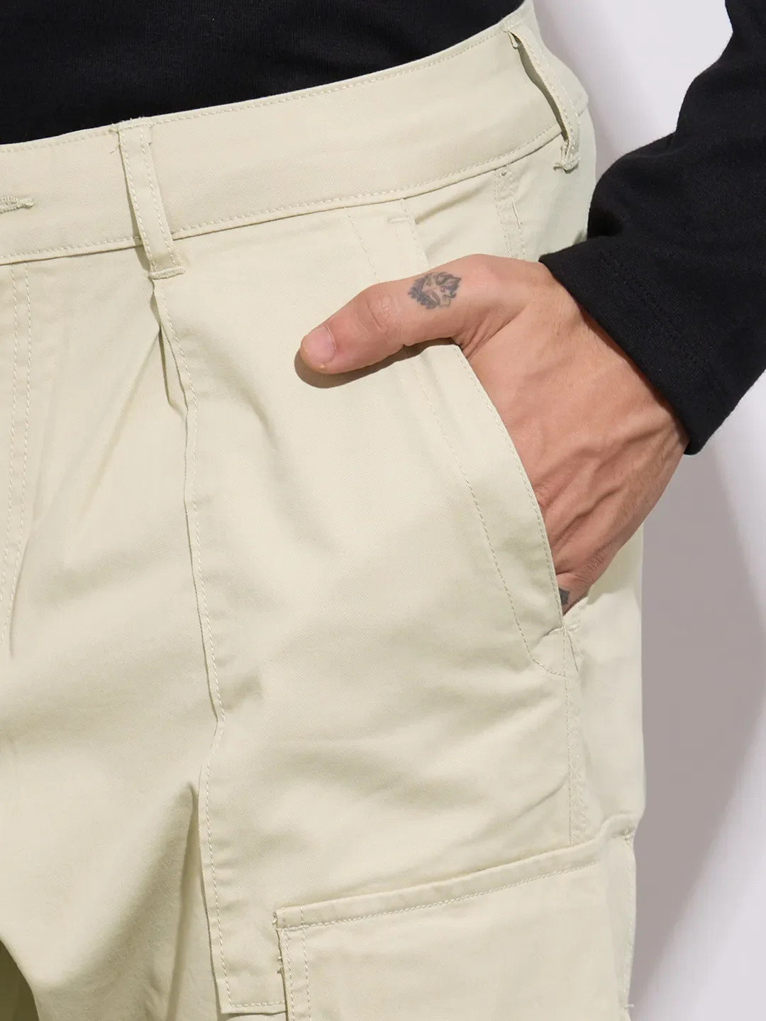 Khaki Regular Fit Cargos for Men By Being Human Clothing - Image 5