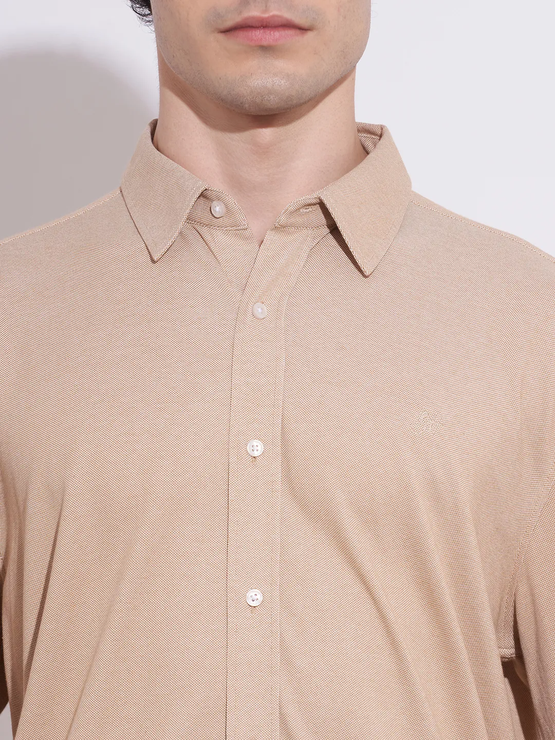 Khaki Regular Fit Regular Collar Men's Shirt by Being Human Clothing - Image 5
