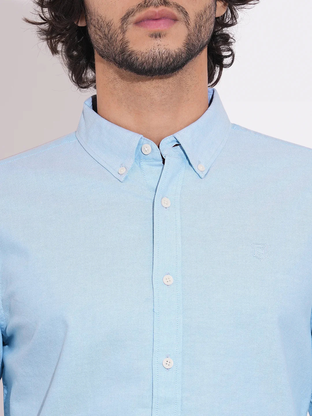 Light Blue Moderno Fit Regular Collar Men's Shirt by Being Human Clothing - Image 5