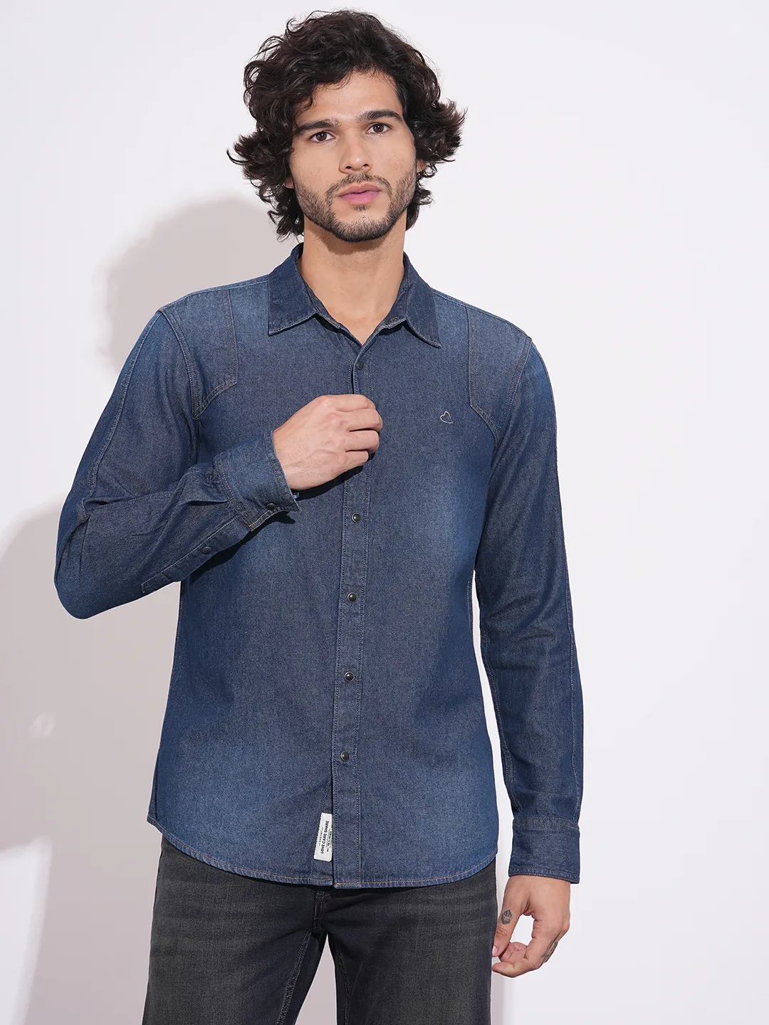 Light Blue Moderno Fit Regular Collar Men's Shirt by Being Human Clothing