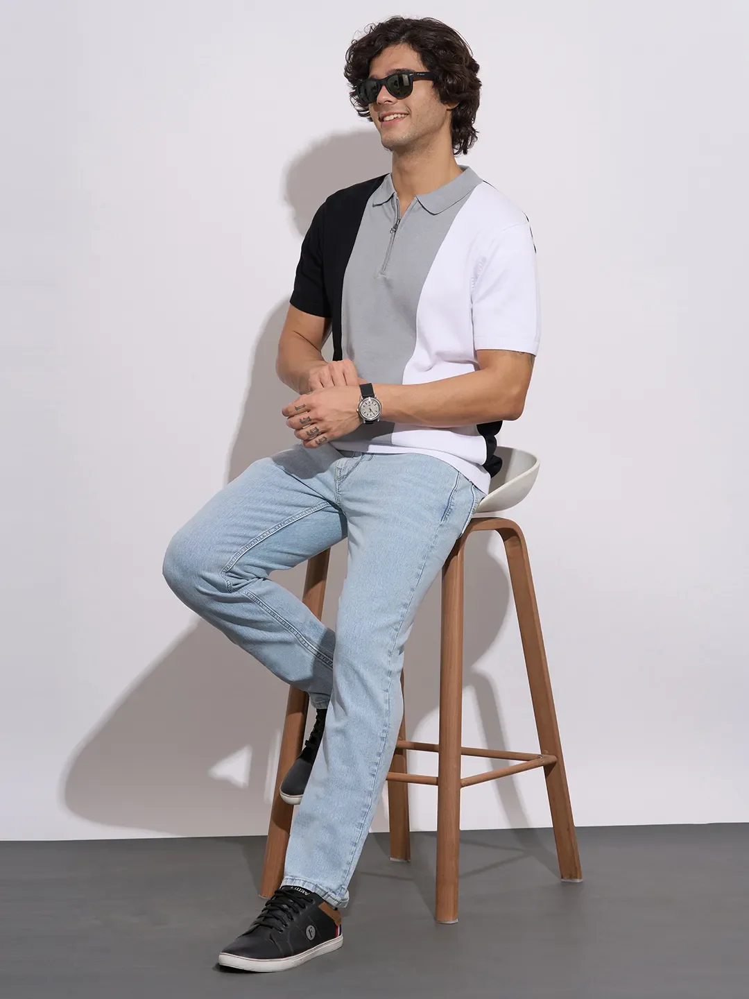 Ice Blue Straight Fit Denims For Men By Being Human Clothing - Image 4