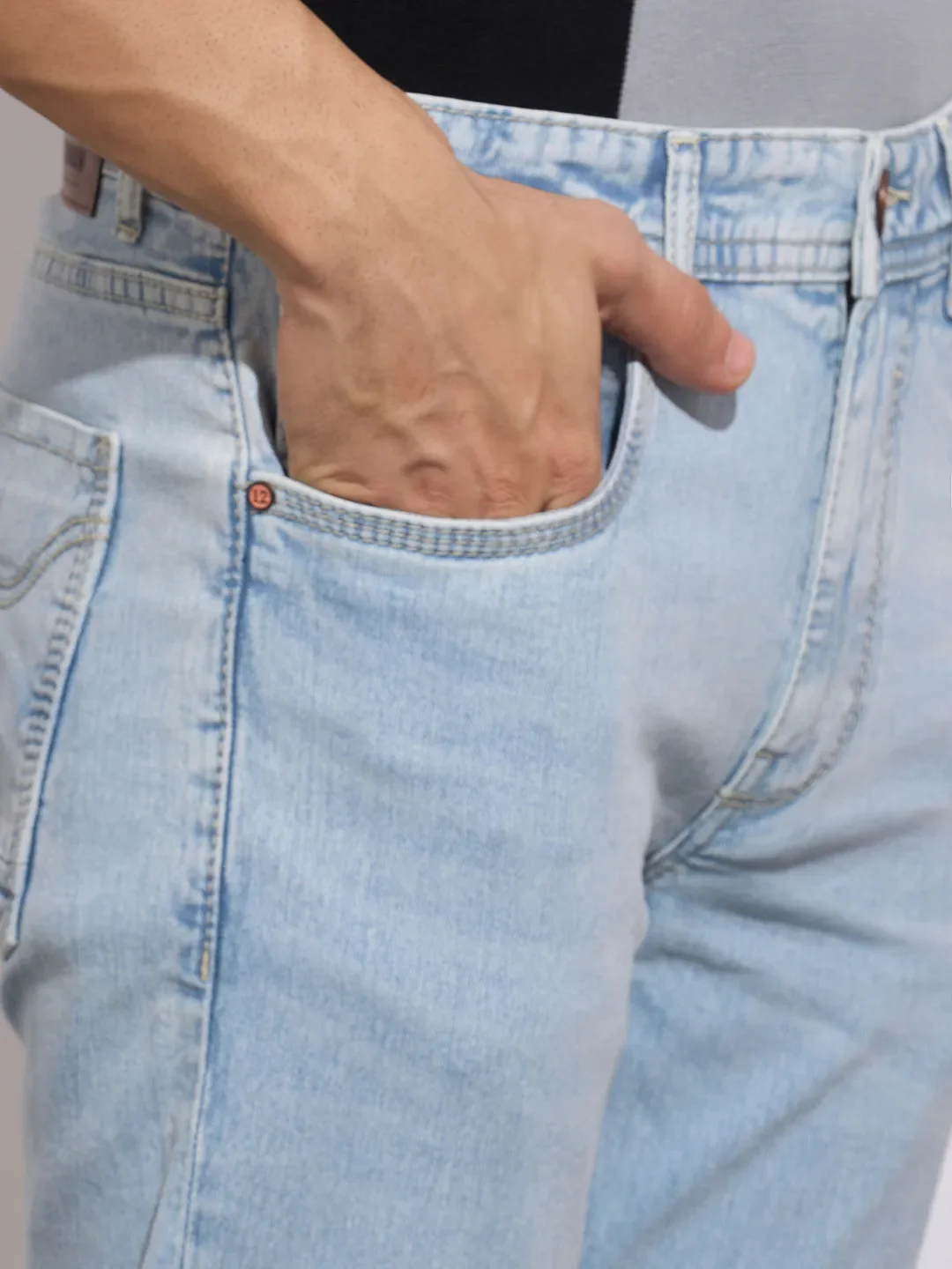 Ice Blue Straight Fit Denims For Men By Being Human Clothing - Image 5