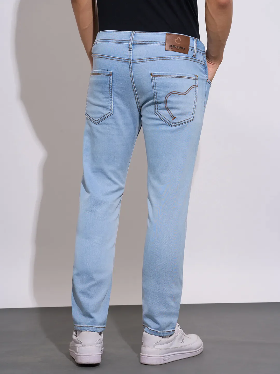 Light Blue Slim Fit Denims For Men By Being Human Clothing - Image 3