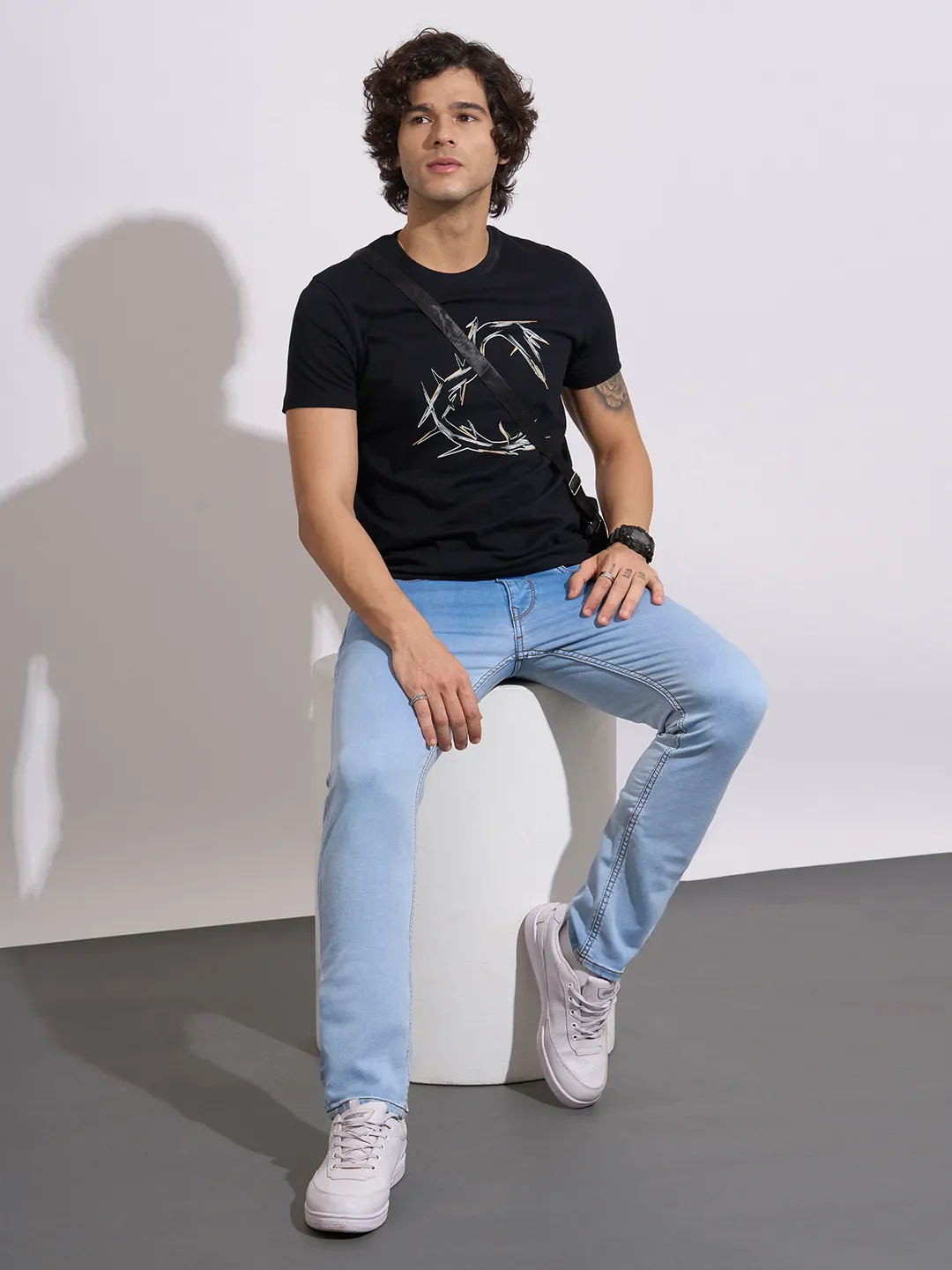 Light Blue Slim Fit Denims For Men By Being Human Clothing - Image 4