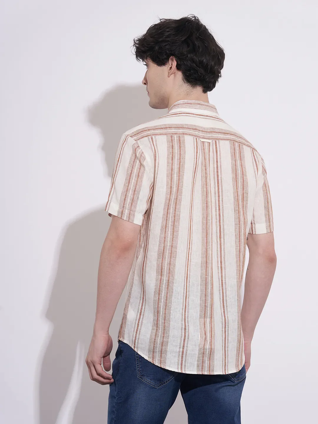 Brown Regular Fit Regular Collar Men's Shirt by Being Human Clothing - Image 3