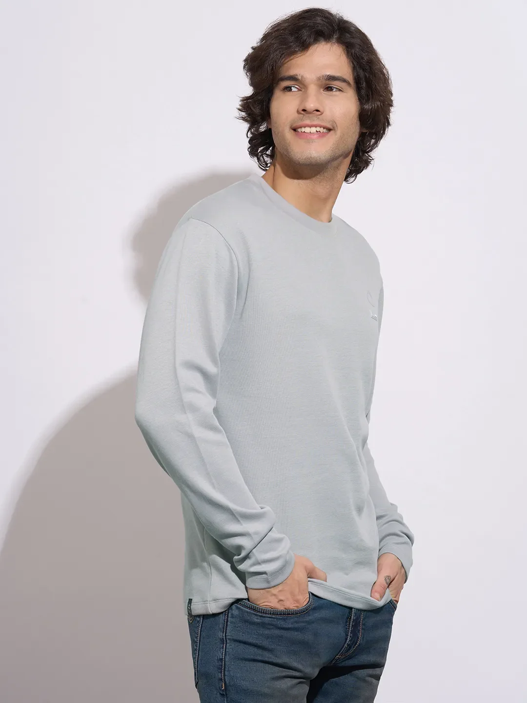 Dark Grey Easy Fit Men's Long Sleeves T-Shirt by Being Human Clothing - Image 2