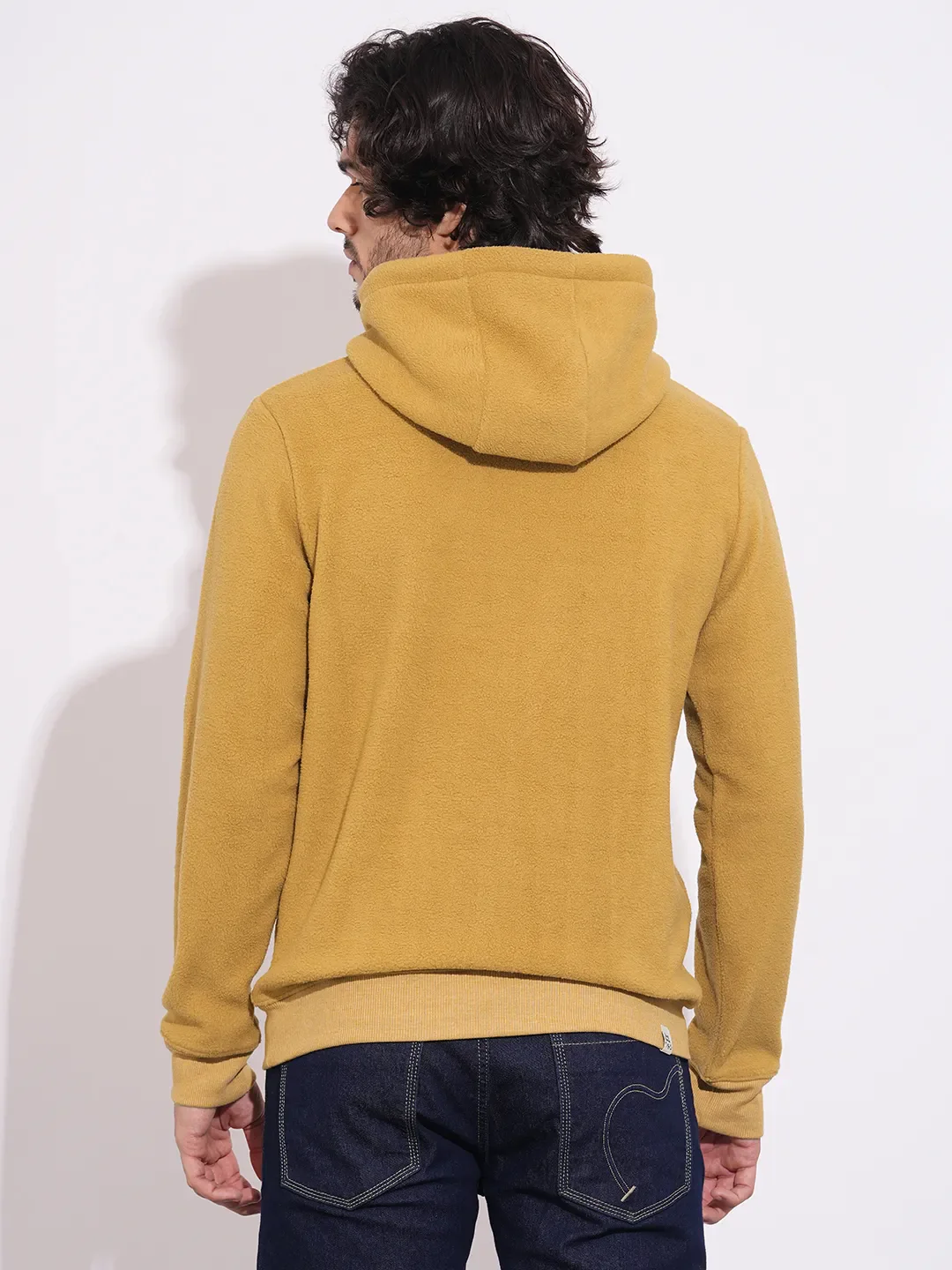 Yellow Regular Fit  Long Sleeves Men's Hoodie by Being Human Clothing - Image 3