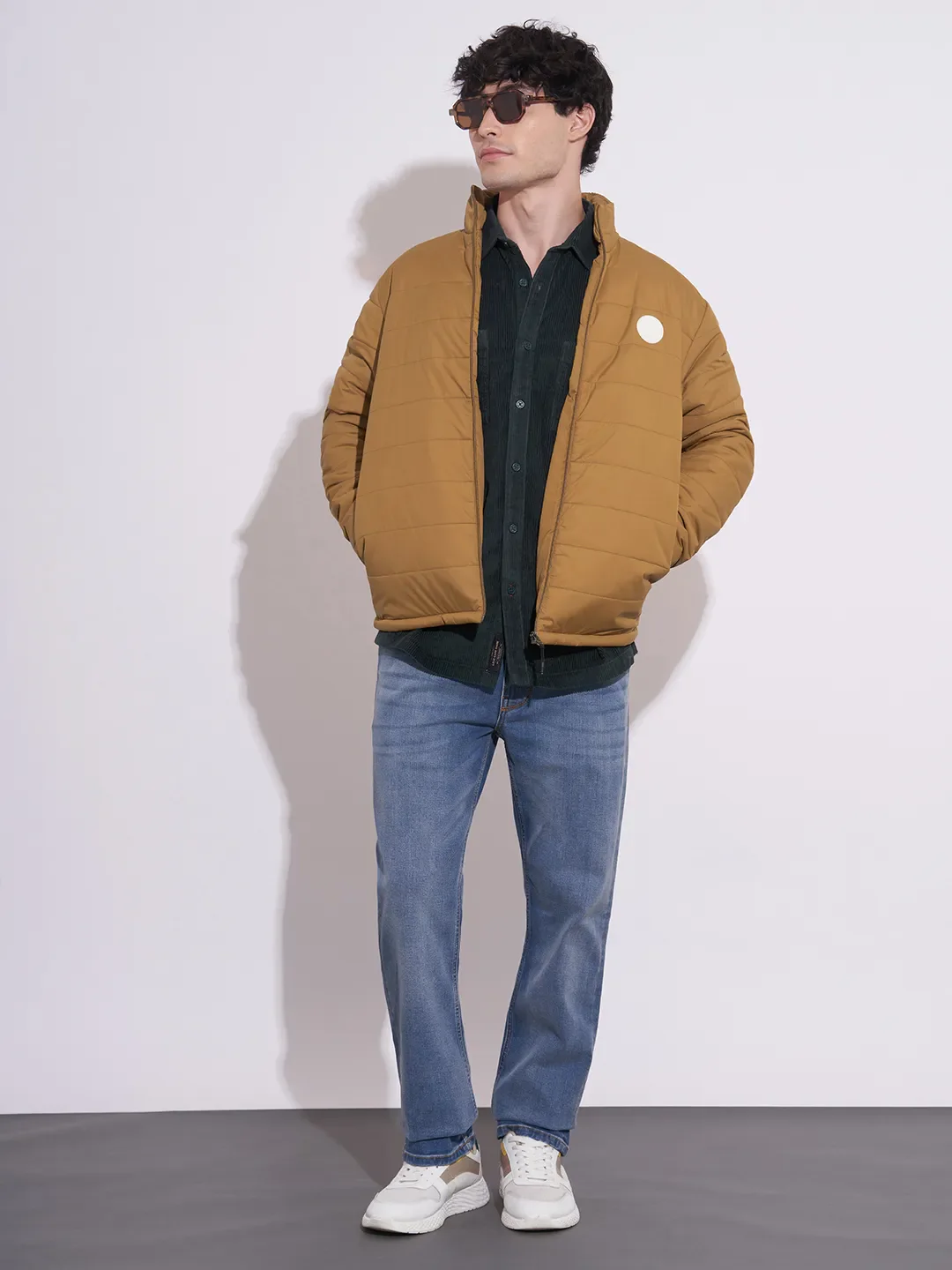 Mustard Regular Fit Men's Jacket by Being Human Clothing - Image 4