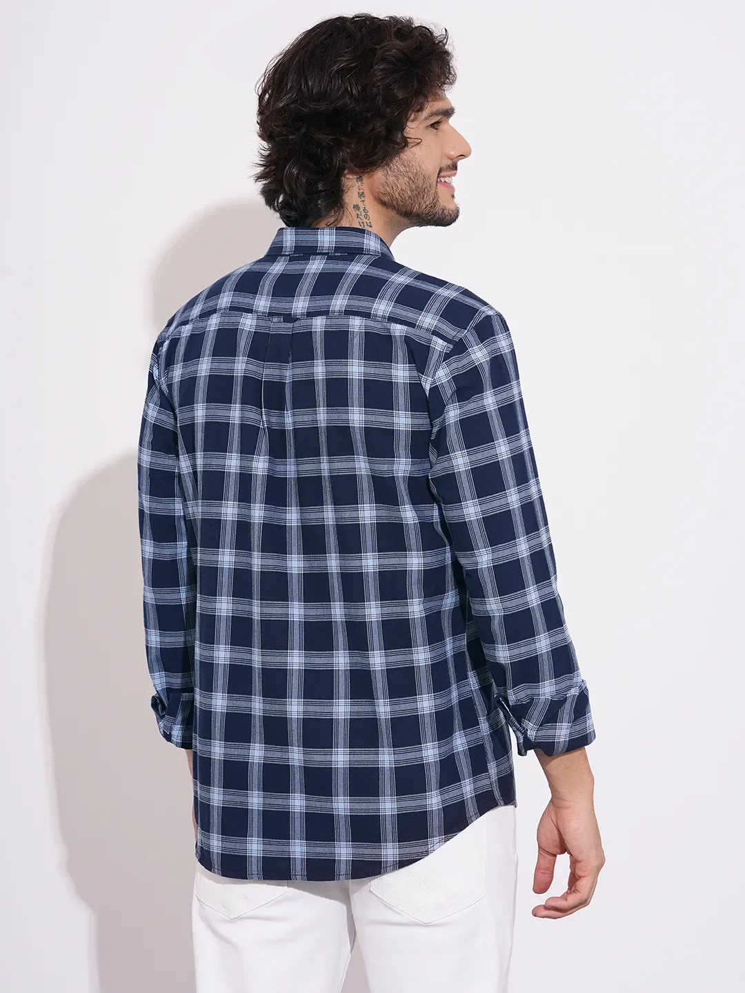 Navy Regular Fit Regular Collar Men's Shirt by Being Human Clothing - Image 4