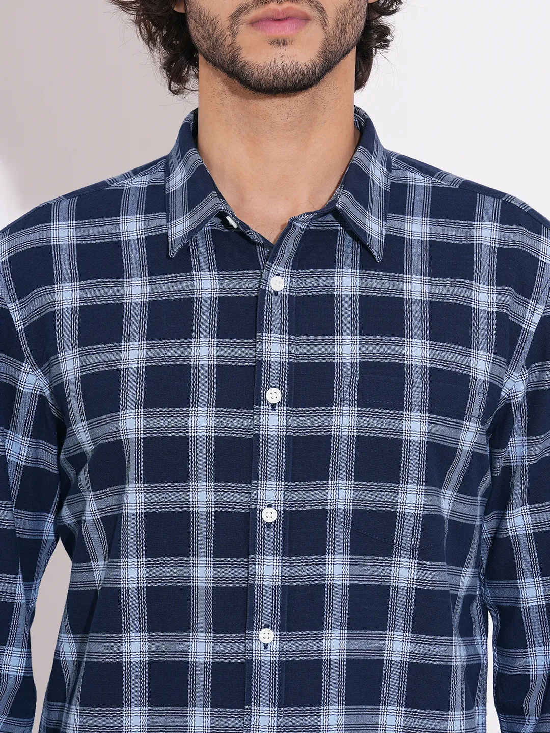 Navy Regular Fit Regular Collar Men's Shirt by Being Human Clothing - Image 5