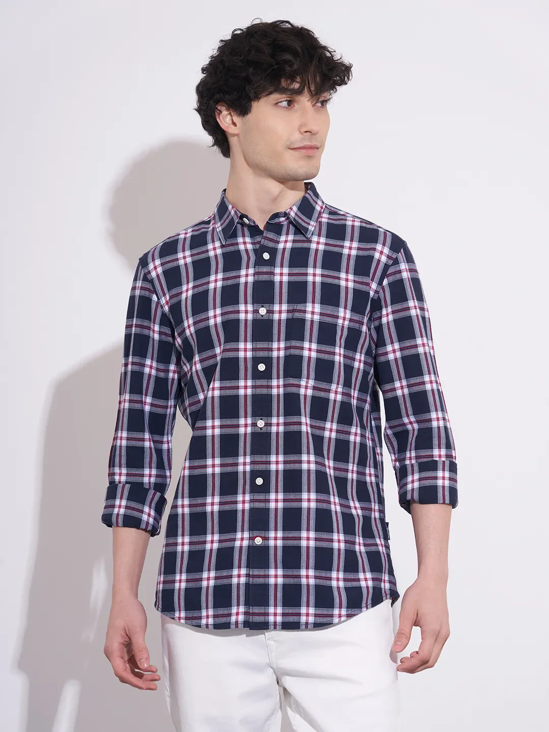 Navy Regular Fit Men's Shirt by Being Human Clothing