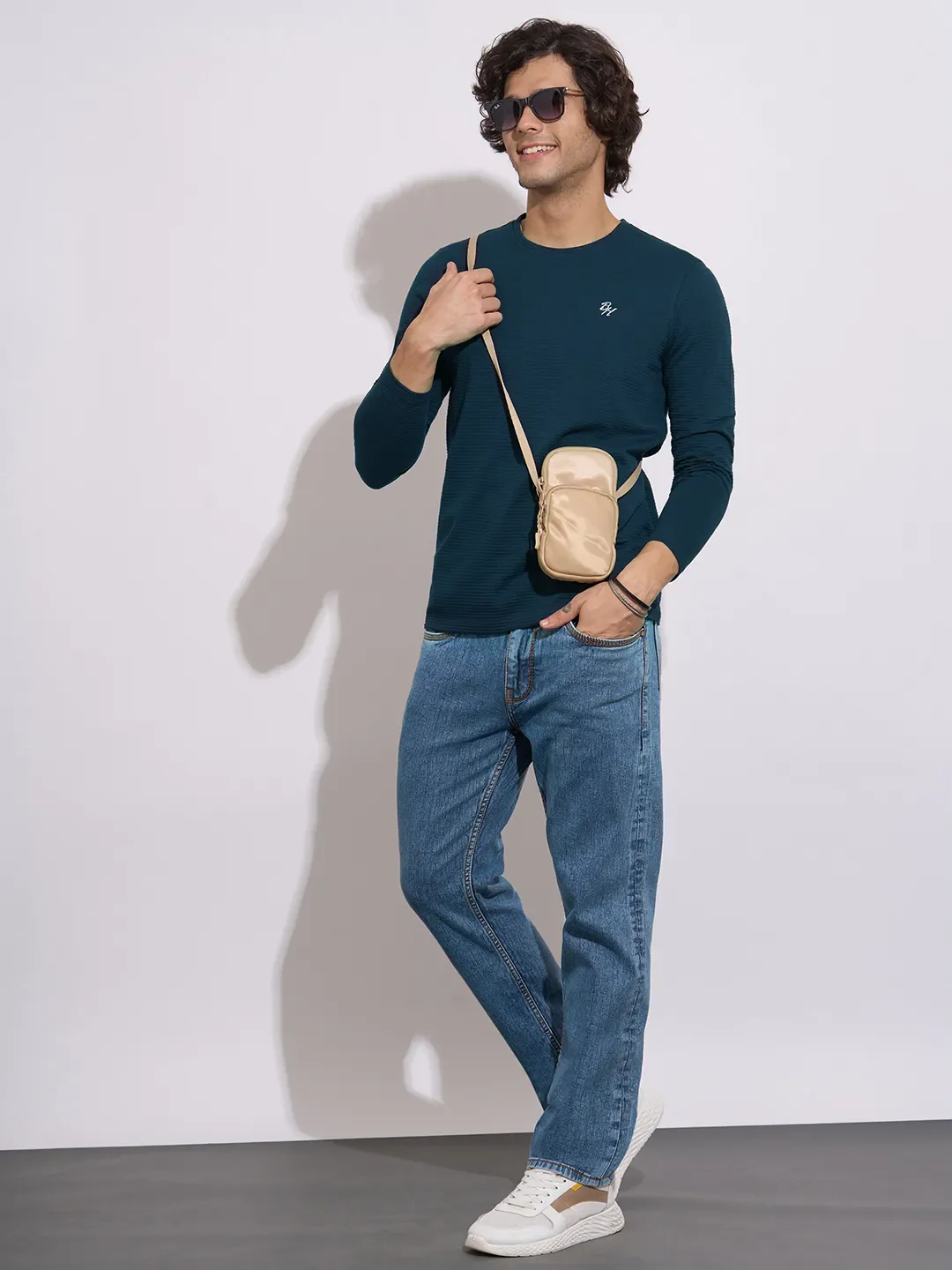Navy Moderno Fit Round Neck Men's T-Shirt by Being Human Clothing - Image 4