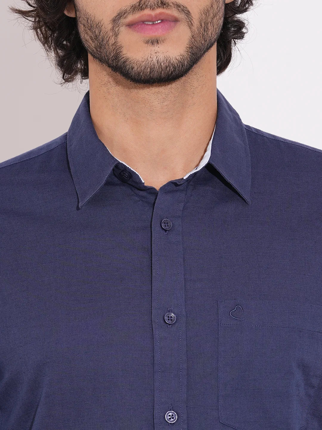 Navy Regular Fit Regular Collar Men's Shirt by Being Human Clothing - Image 5