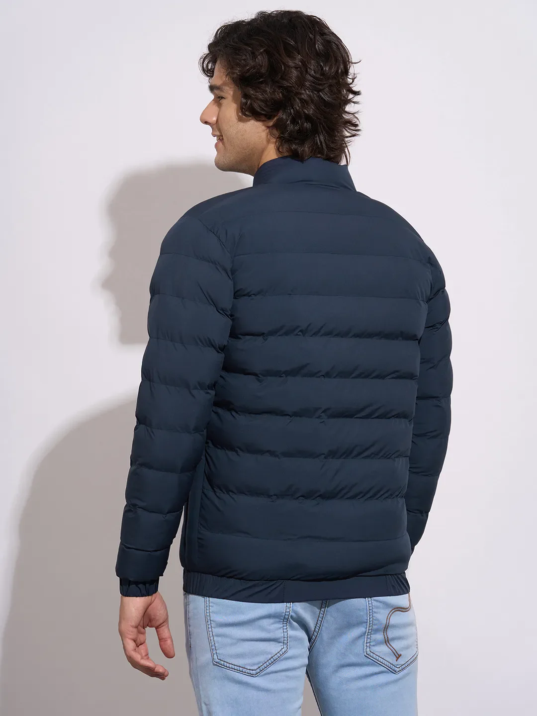 Blue Regular Fit Long Sleeves Polyester Men's Jacket by Being Human Clothing - Image 3