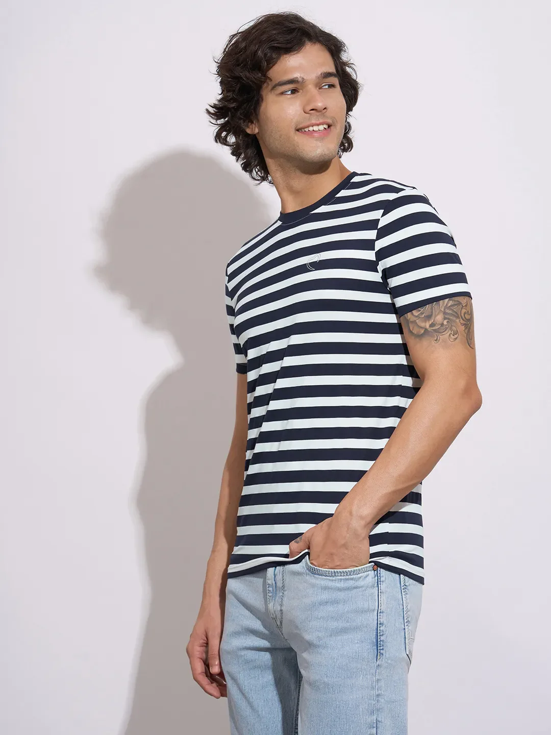 Navy Moderno Fit Round Neck Men's T-Shirt by Being Human Clothing - Image 2