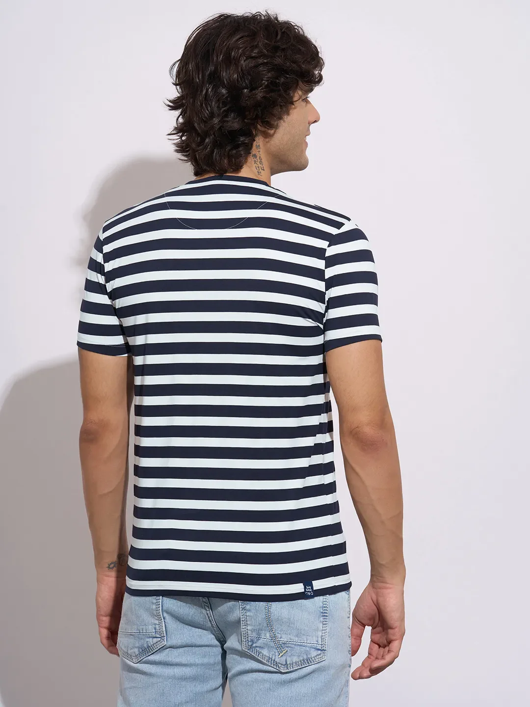 Navy Moderno Fit Round Neck Men's T-Shirt by Being Human Clothing - Image 3