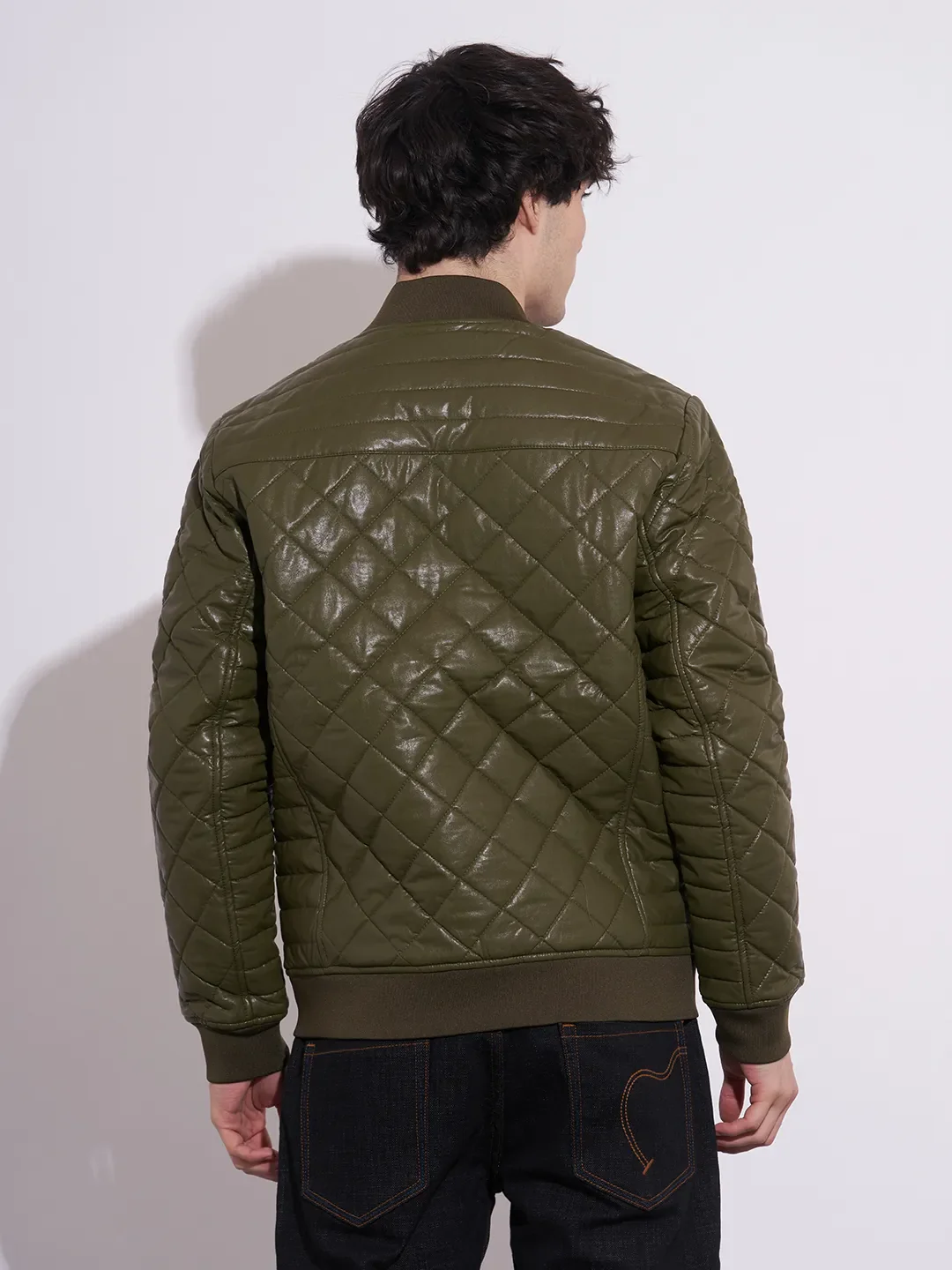 Olive Regular Fit Men's Jacket by Being Human Clothing - Image 3