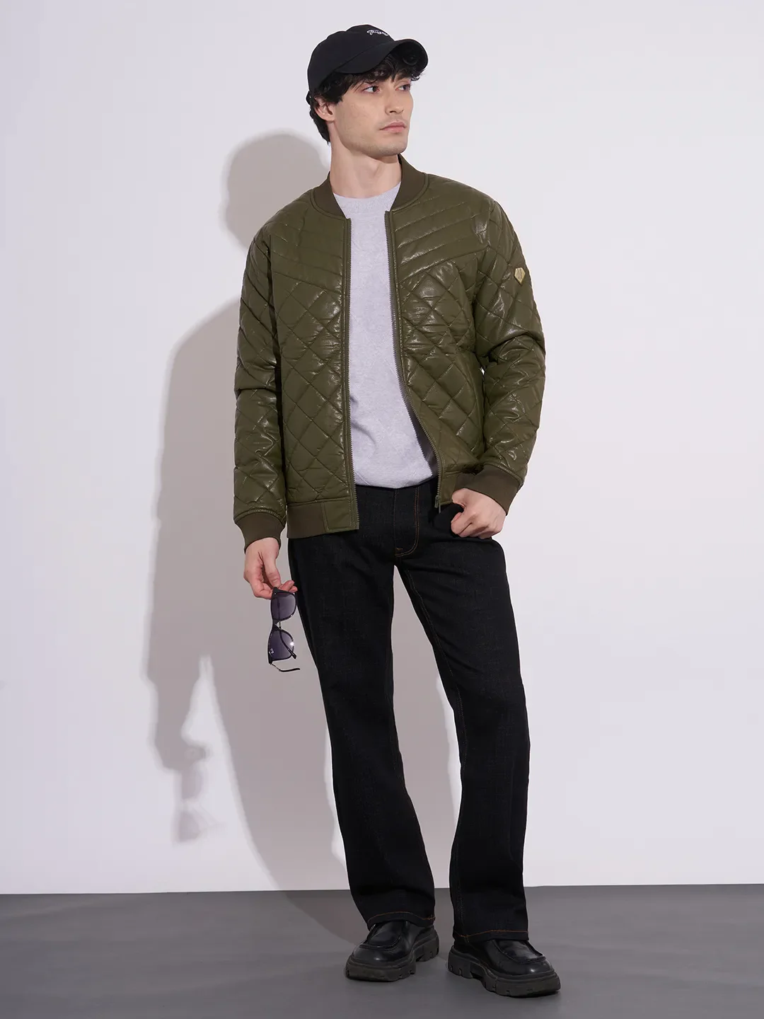 Olive Regular Fit Men's Jacket by Being Human Clothing - Image 4