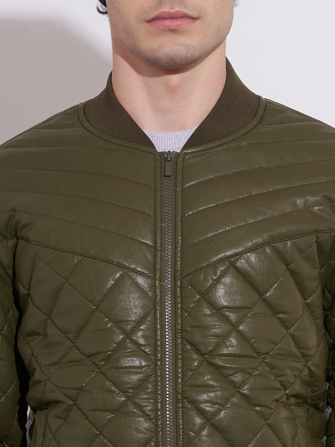 Olive Regular Fit Men's Jacket by Being Human Clothing - Image 5