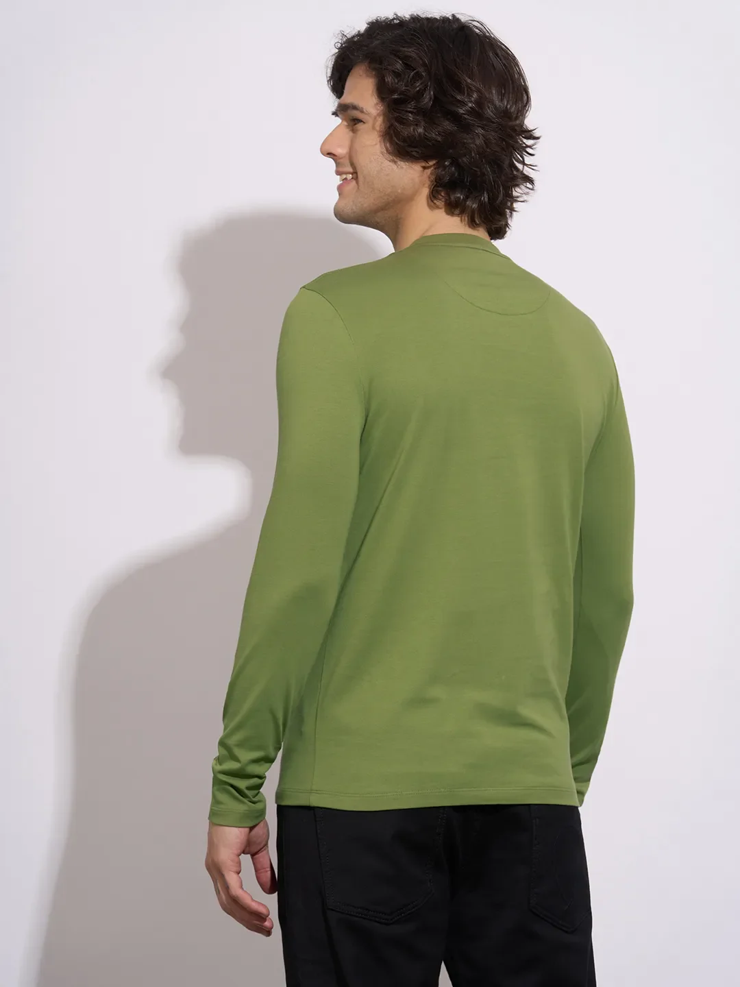 Olive Moderno Fit Round Neck Men's T-Shirt by Being Human Clothing - Image 3