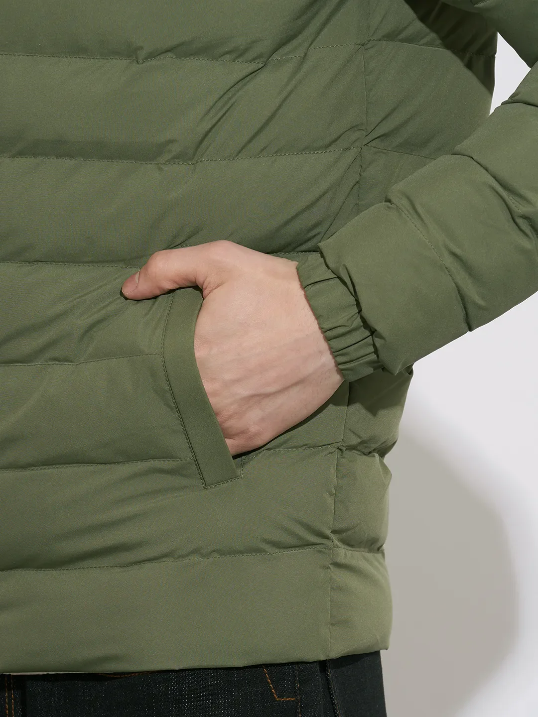Olive Regular Fit Long Sleeves Polyester Men's Jacket by Being Human Clothing - Image 2