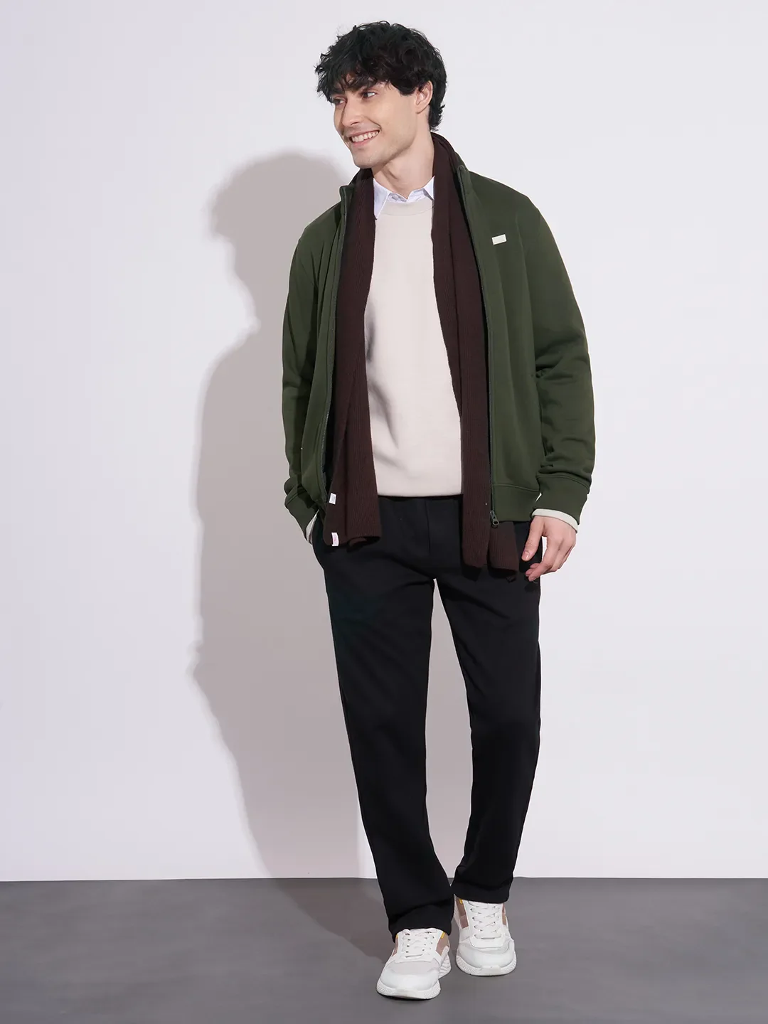 Olive Regular Fit Round Neck Men's Sweatshirt by Being Human Clothing - Image 4