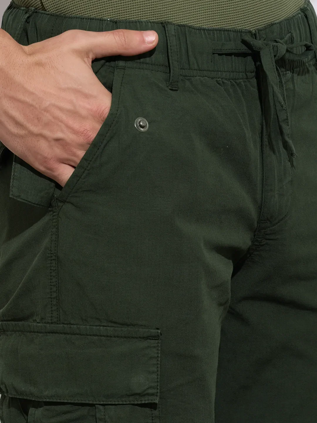 Olive Regular Fit Cargos for Men By Being Human Clothing - Image 5