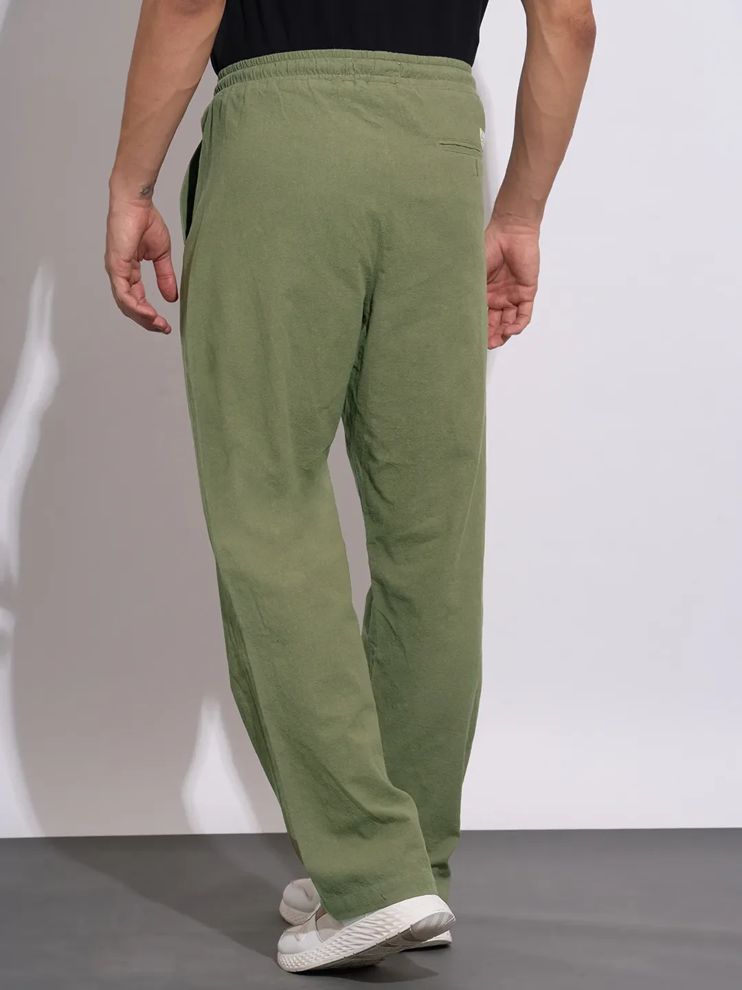 Olive Regular Fit Cargos for Men By Being Human Clothing - Image 3