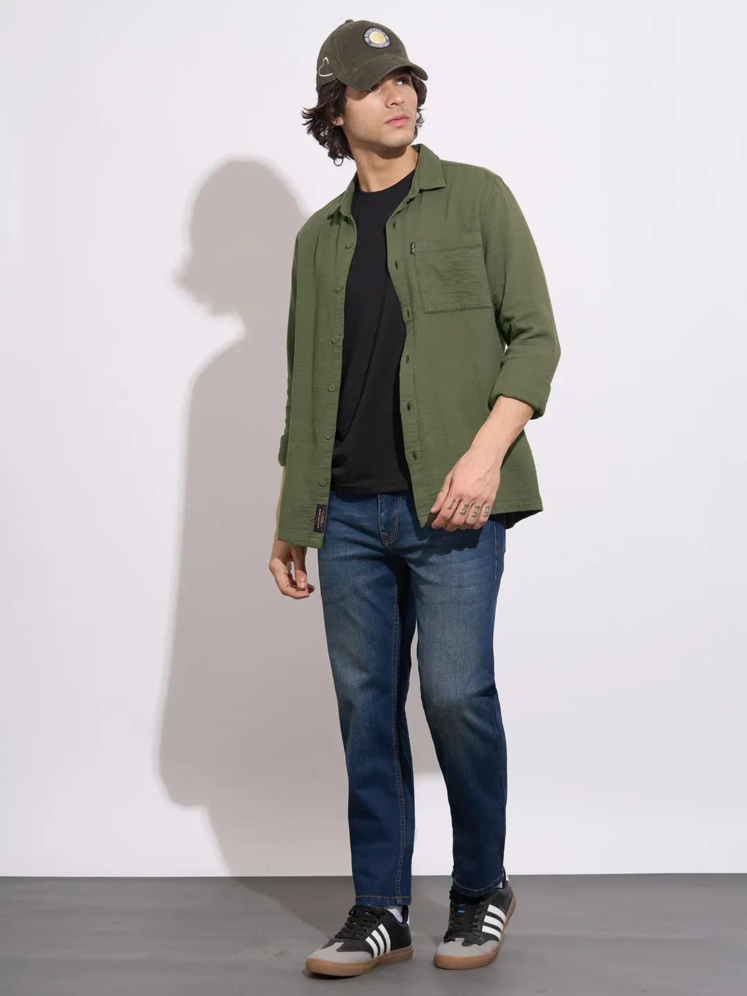 Olive Regular Fit Regular Collar Men's Shirt by Being Human Clothing - Image 4
