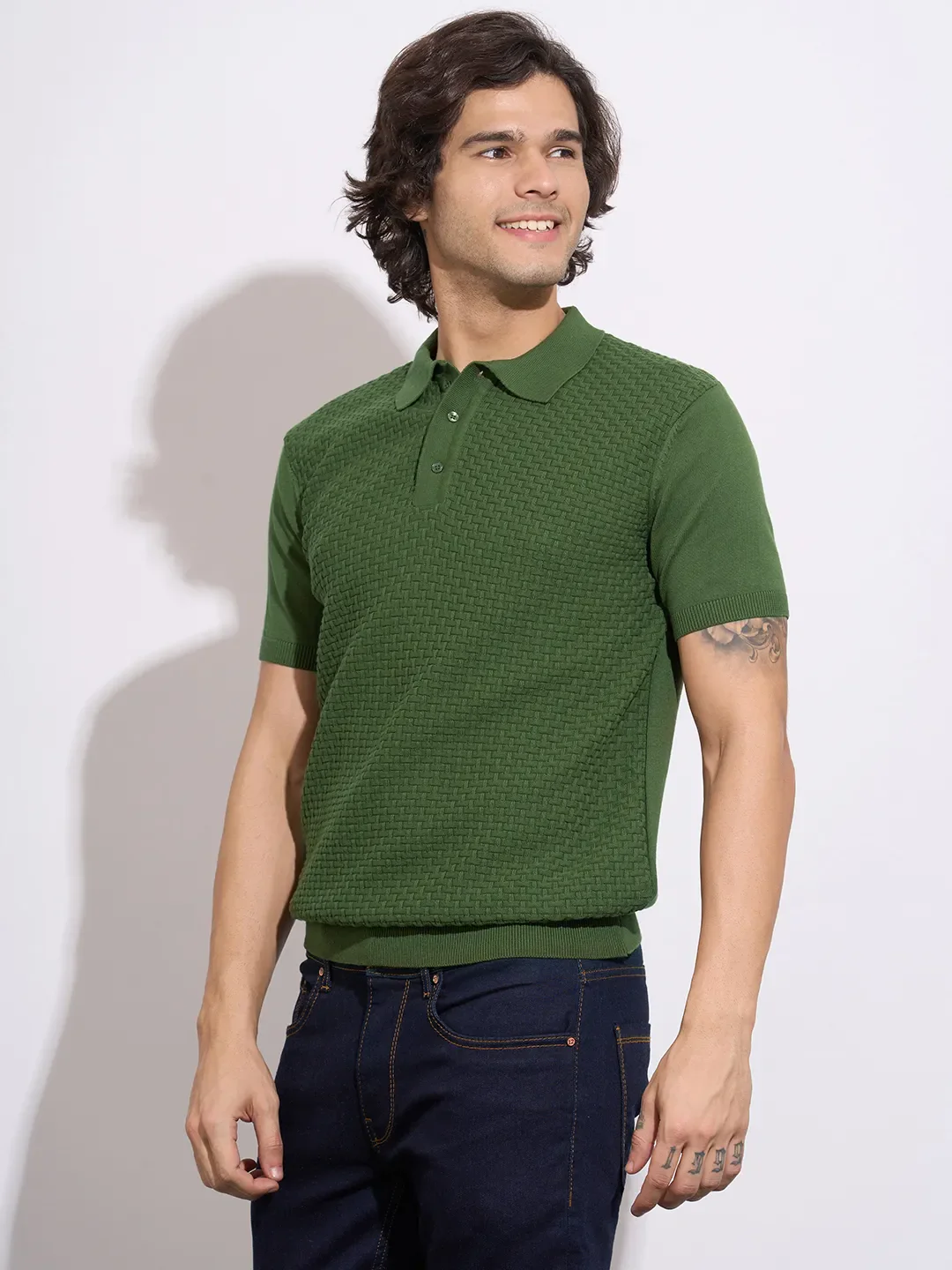 Olive Regular Fit Men's Polo T-Shirt by Being Human Clothing - Image 2
