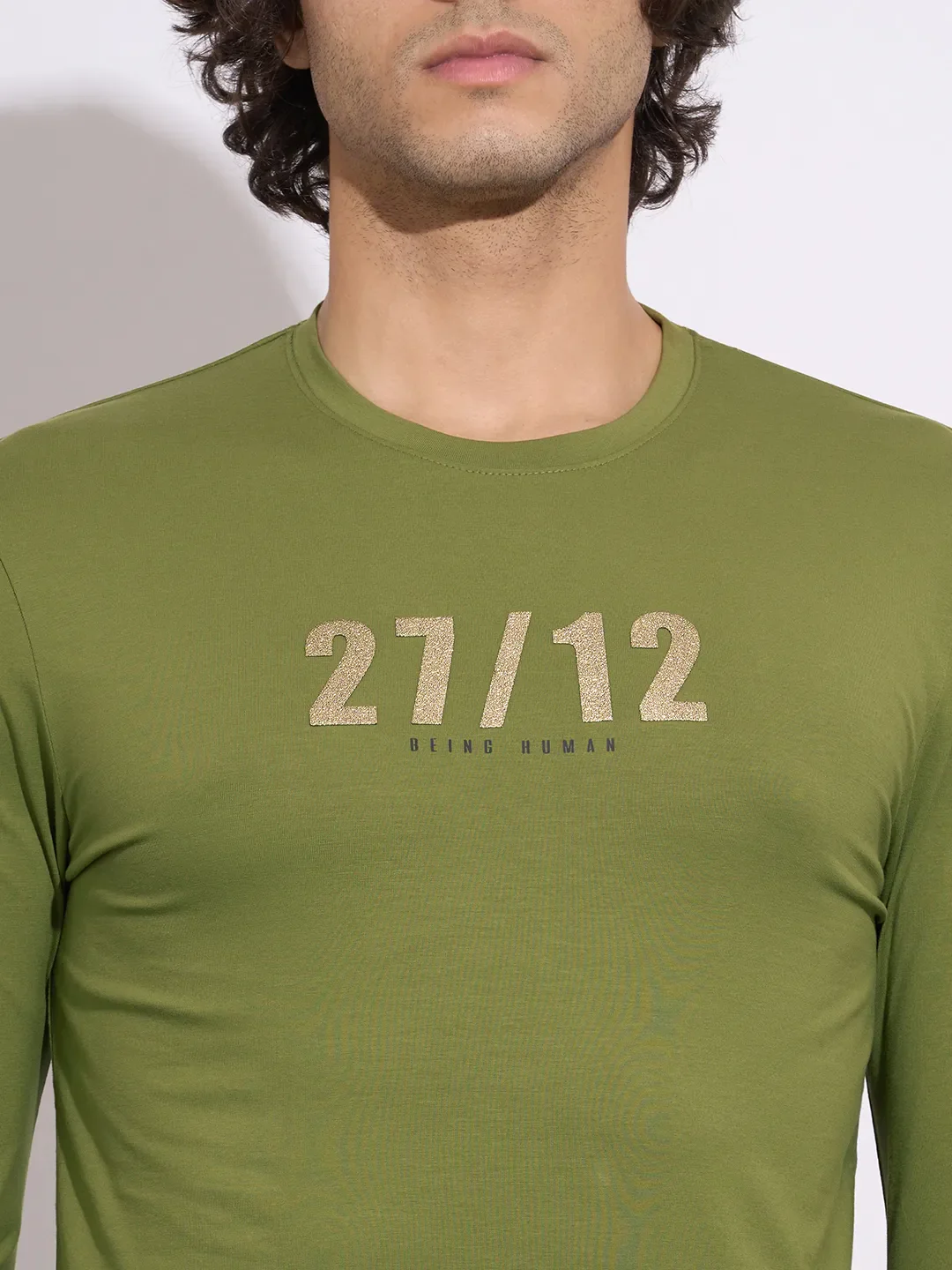 Olive Moderno Fit Round Neck Men's T-Shirt by Being Human Clothing - Image 5