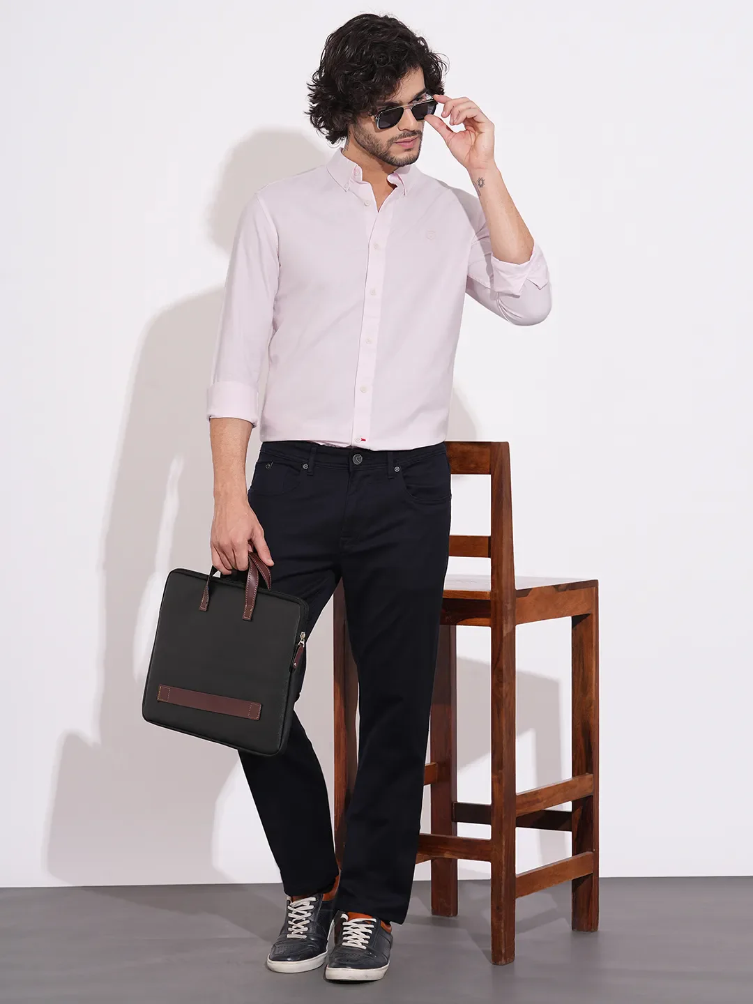 Pink Moderno Fit Regular Collar Men's Shirt by Being Human Clothing - Image 4